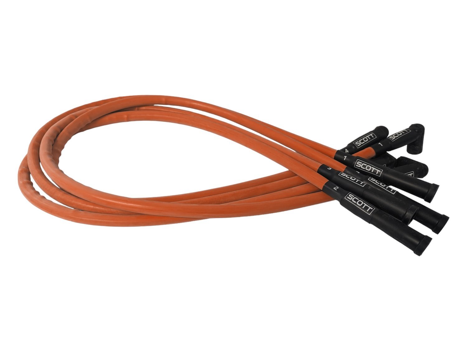 SPW-CH-23-9 High-Performance Silicone-Sleeved Spark Plug Wire Set for Ford 2.3L [Fluorescent Orange]