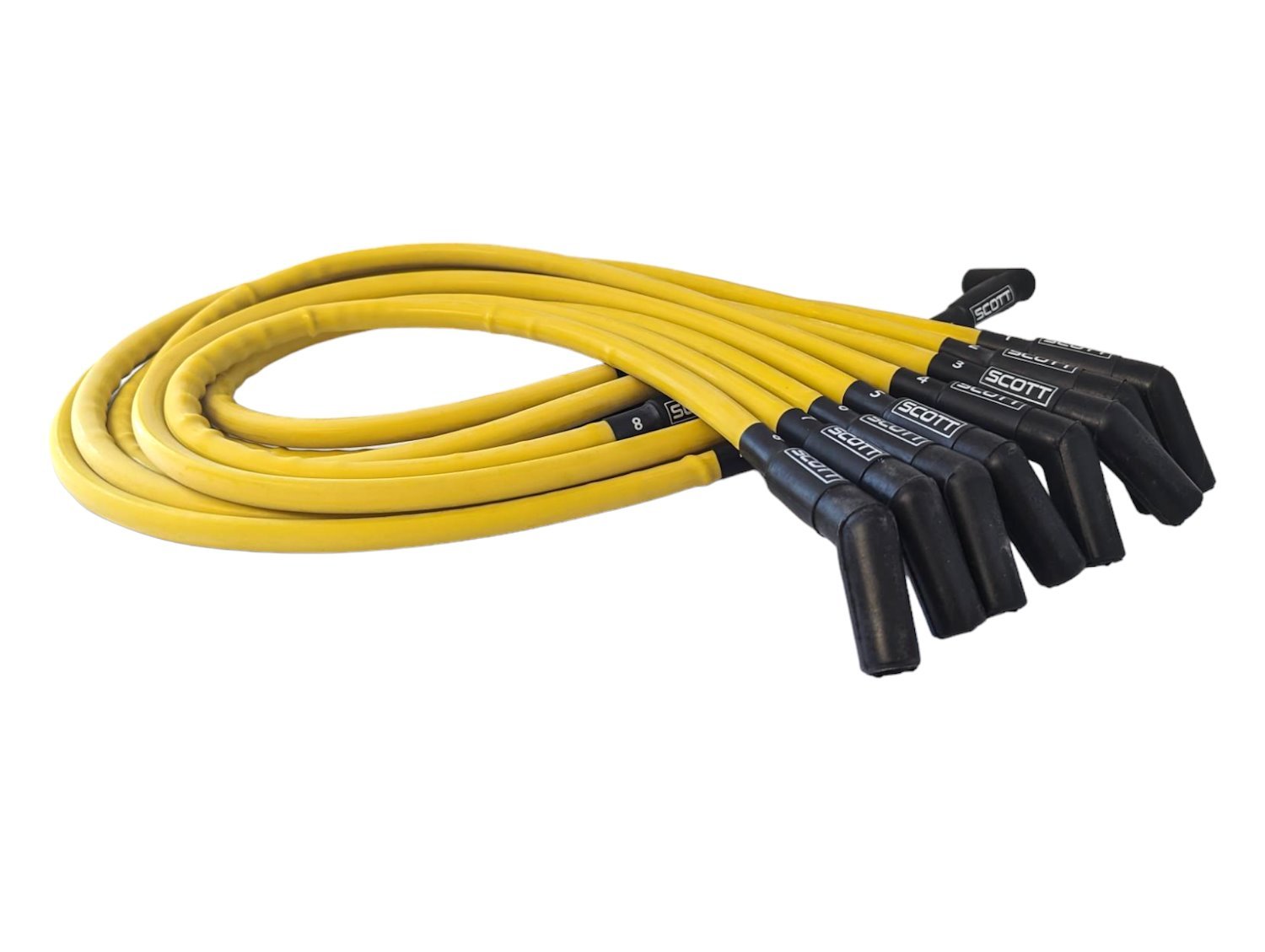 SPW-CH-415-7 High-Performance Silicone-Sleeved Spark Plug Wire Set for Big Block Chevy, Over Valve Cover [Yellow]