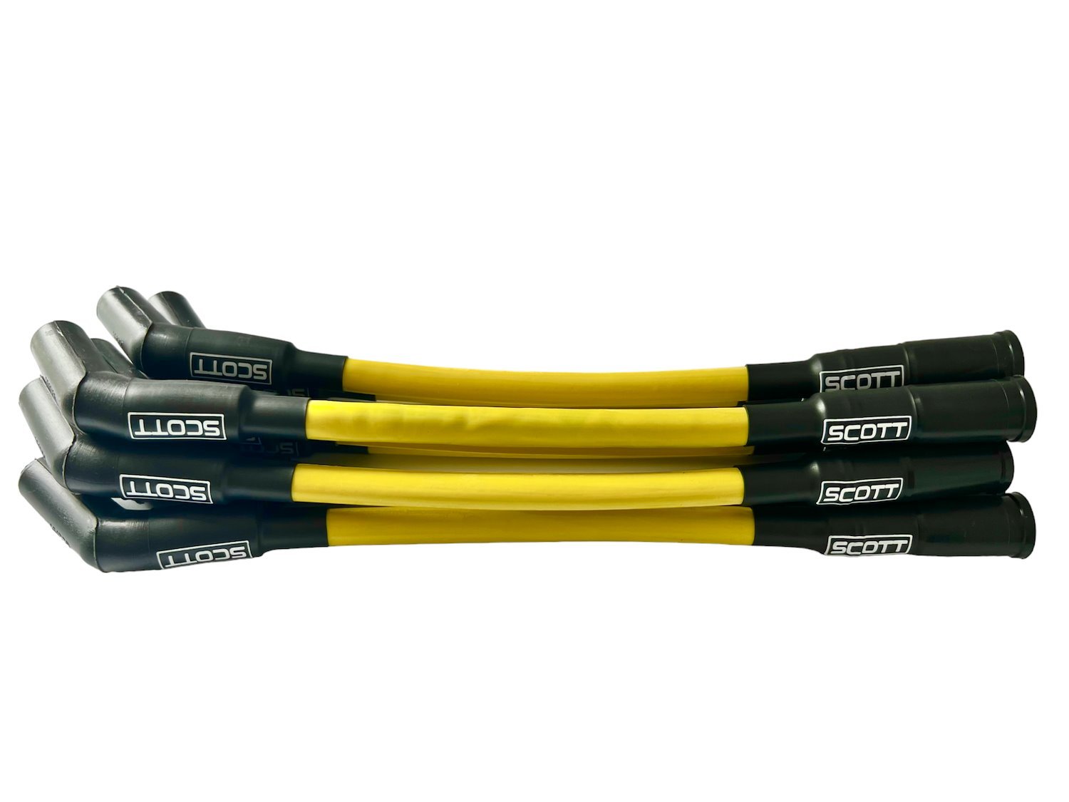 SPW-CH-525S-7 High-Performance Silicone-Sleeved Spark Plug Wire Set for GM LS Short 525 Crate, Over Valve Cover [Yellow]