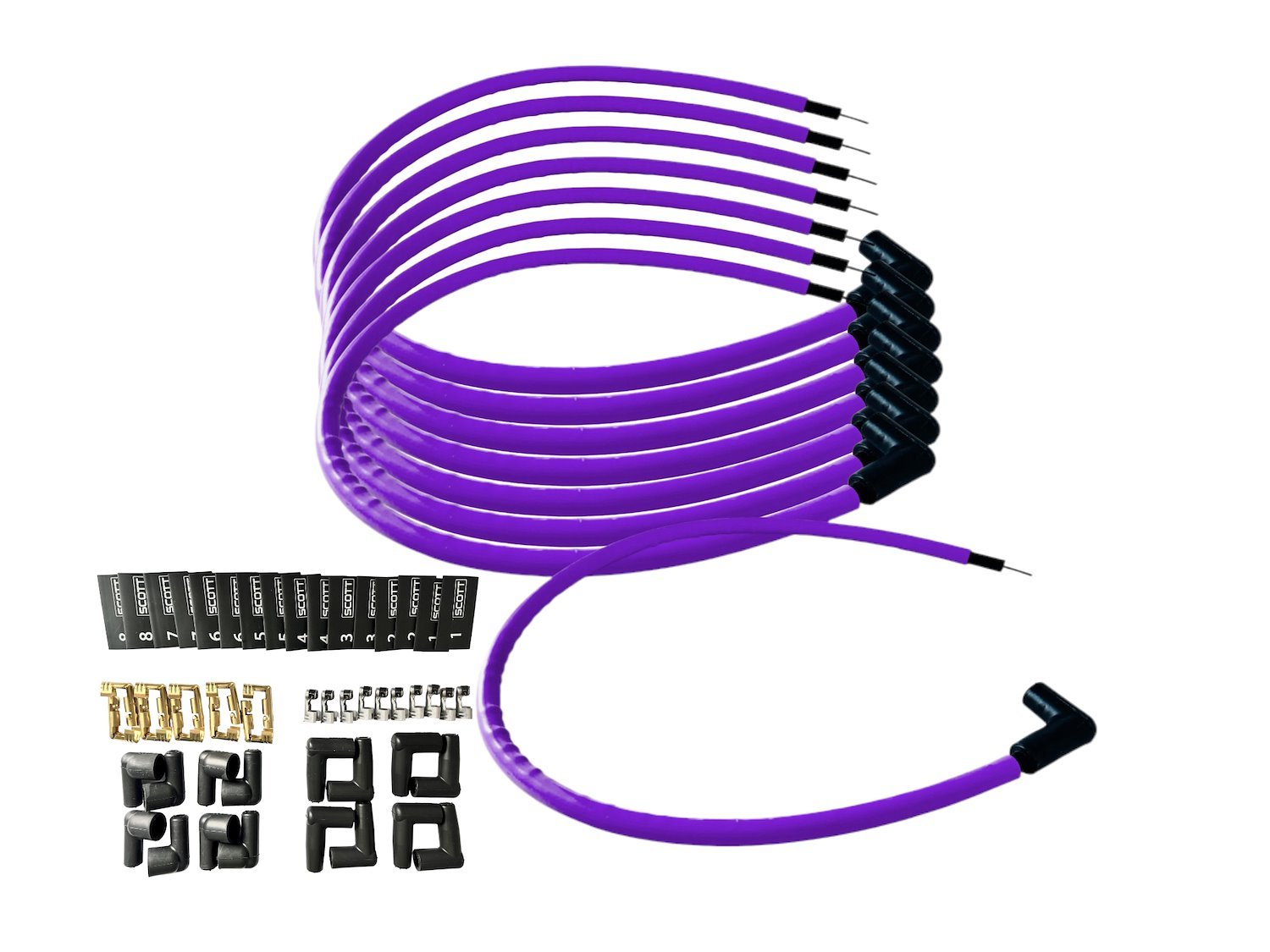 SPW-CH-K90-6 DIY High-Performance Silicone-Sleeved Spark Plug Wire Set, 90-Degree Boot [Purple]
