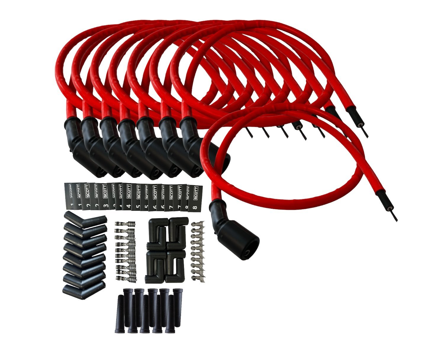 SPW-CH-LSRELO-2 DIY High-Performance Silicone-Sleeved Spark Plug Wire Set, GM LS [Red]