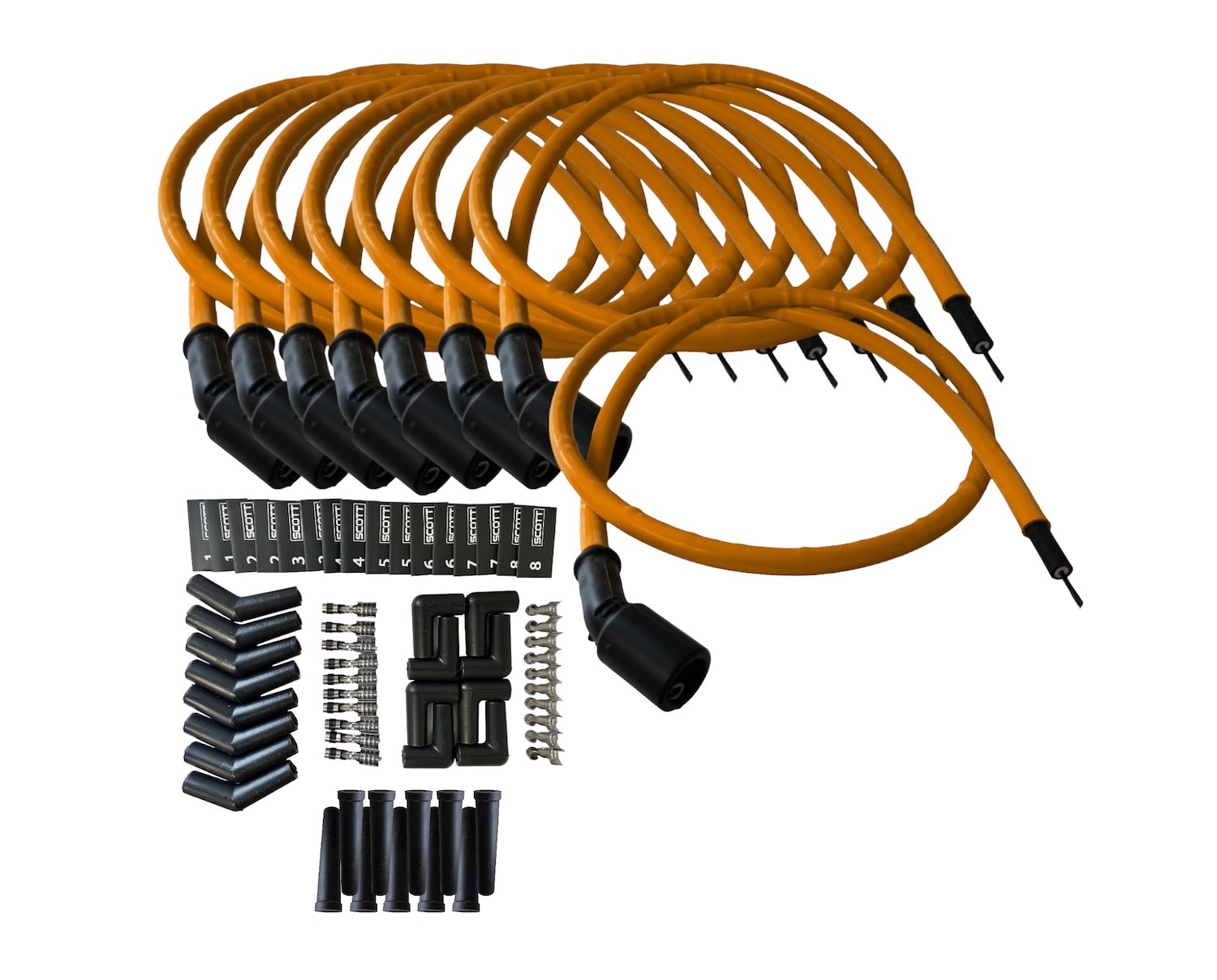 SPW-CH-LSRELO-5 DIY High-Performance Silicone-Sleeved Spark Plug Wire Set, GM LS [Orange]