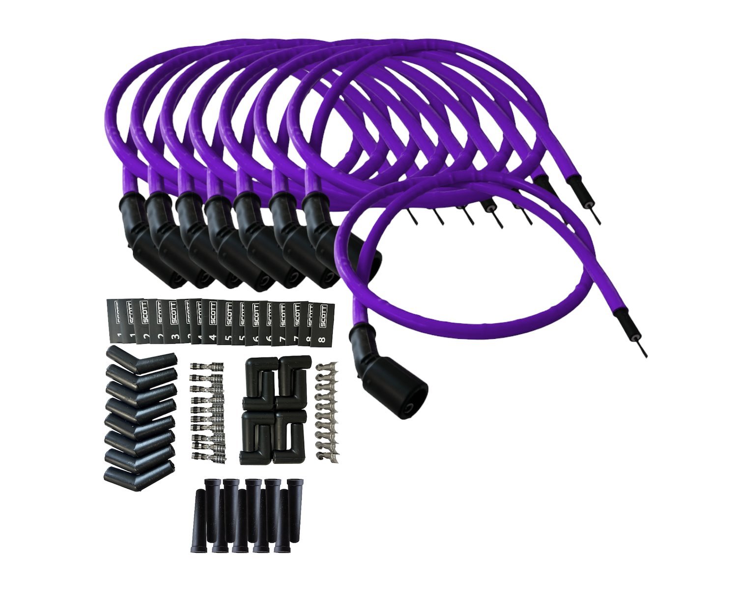 SPW-CH-LSRELO-6 DIY High-Performance Silicone-Sleeved Spark Plug Wire Set, GM LS [Purple]