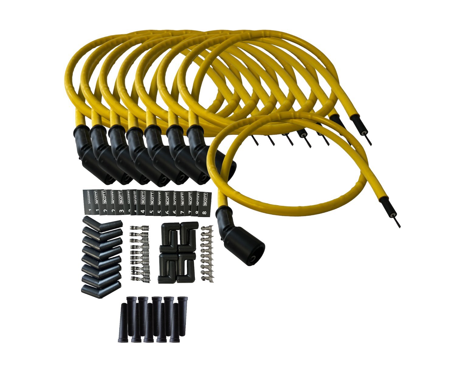 SPW-CH-LSRELO-7 DIY High-Performance Silicone-Sleeved Spark Plug Wire Set, GM LS [Yellow]