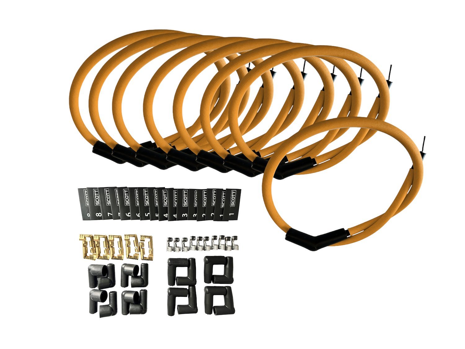 SPW-PS-K45-6 DIY High-Performance Fiberglass-Oversleeved Spark Plug Wire Set for DIY Kits, 45-Degree Boot [Orange]