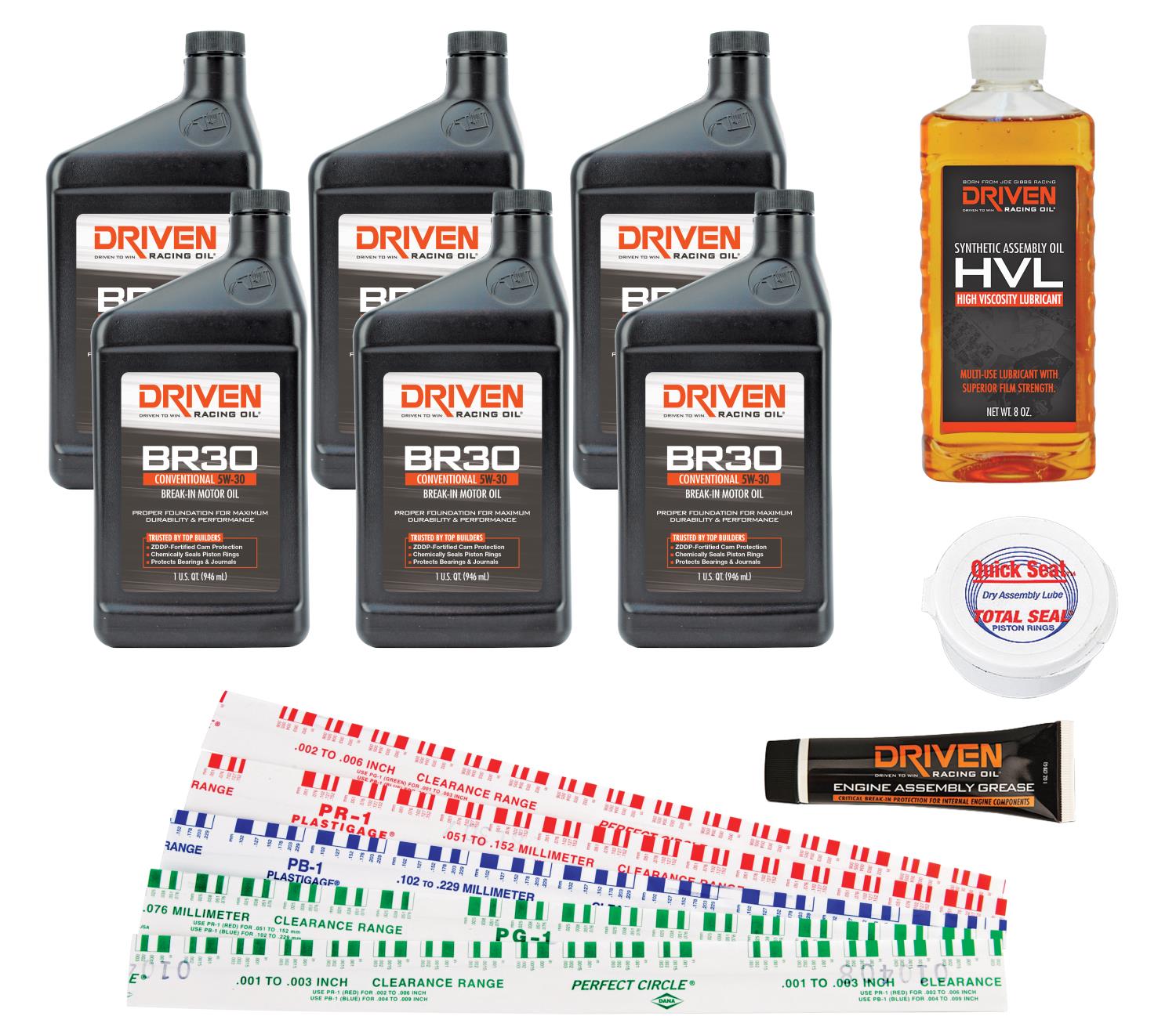 Engine Assembly Lubrication Kit PLUS Includes: (6) Driven BR30 Break-In Oil