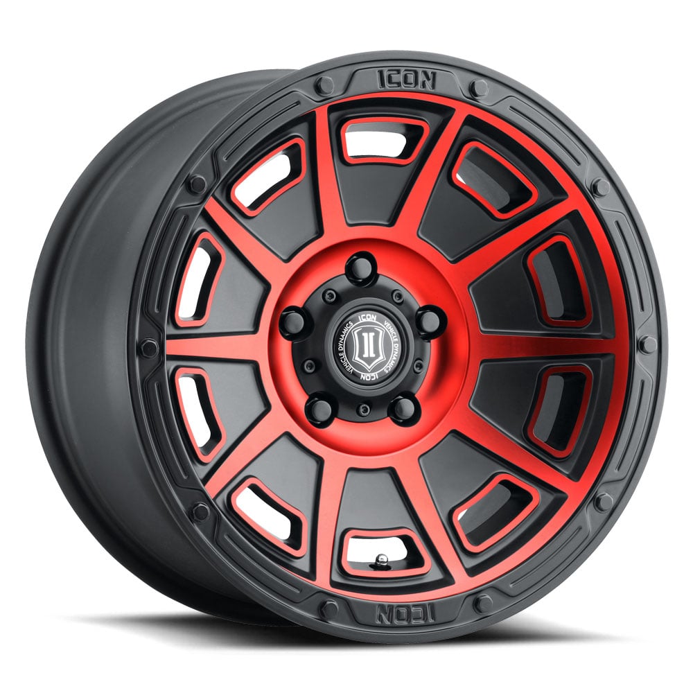 VICTORY Wheel, Size: 17 X 8.5", Bolt Pattern: 5 X 5" [Satin Black with Red]