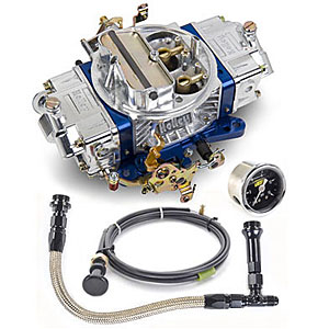 Ultra Double Pumper Carburetor Kit Includes: 750 cfm Carb with Manual Choke (Tumble Polish/Blue )