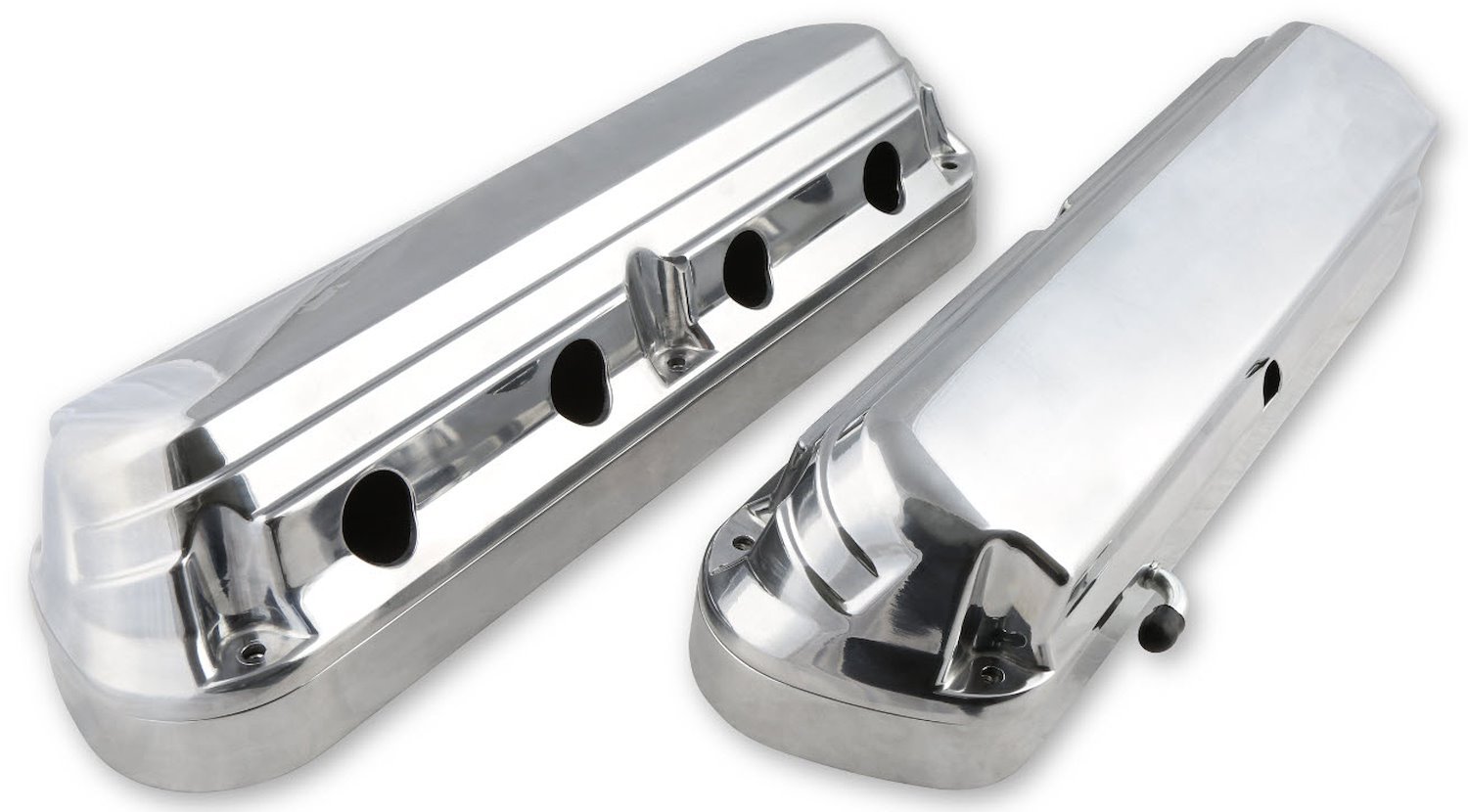 241-186 Ford Fox Body  Mustang-Style 2-Piece Cast-Aluminum Valve Covers for GM Gen III/IV LS Engines [Polished Finish]