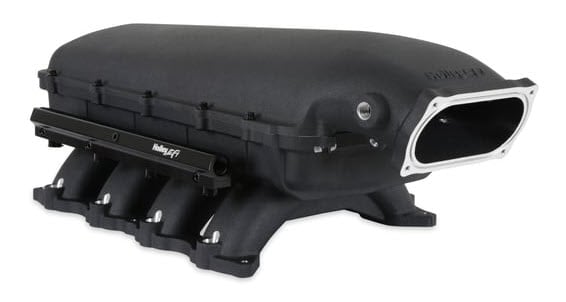 300-910BK Hi-Ram Modular Intake Manifold for Ford Coyote Engines w/150mm x 66mm Single Oval Throttle Body (Black)