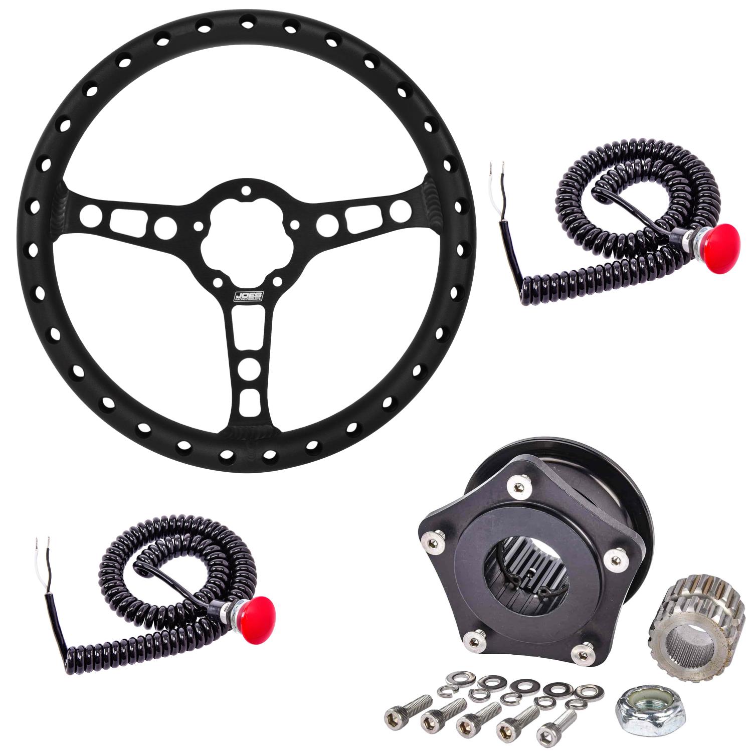 13450 13 in. Lightweight Drag Steering Wheel Kit for GM Saginaw Splined Shaft [3-Spoke]
