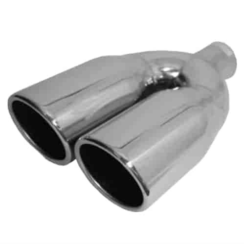 Chrome Stainless Steel Exhaust Tip Dual Round Rolled 3.5"