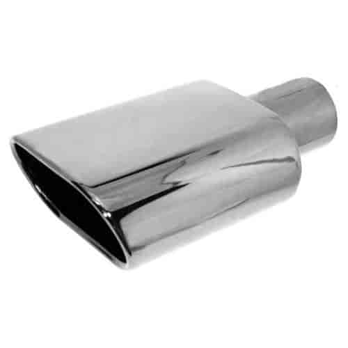 Chrome Stainless Steel Exhaust Tip Rolled Oval Angle 3" x 6"