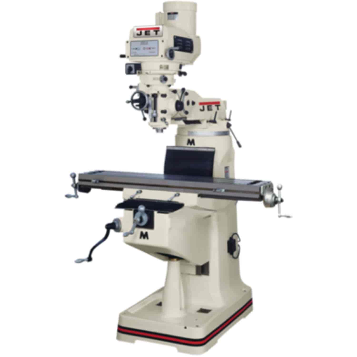 JTM-4VS Mill With 3-Axis Newall DP700 DRO Knee With X Y and Z-Axis Powerfeeds and Power Draw Bar