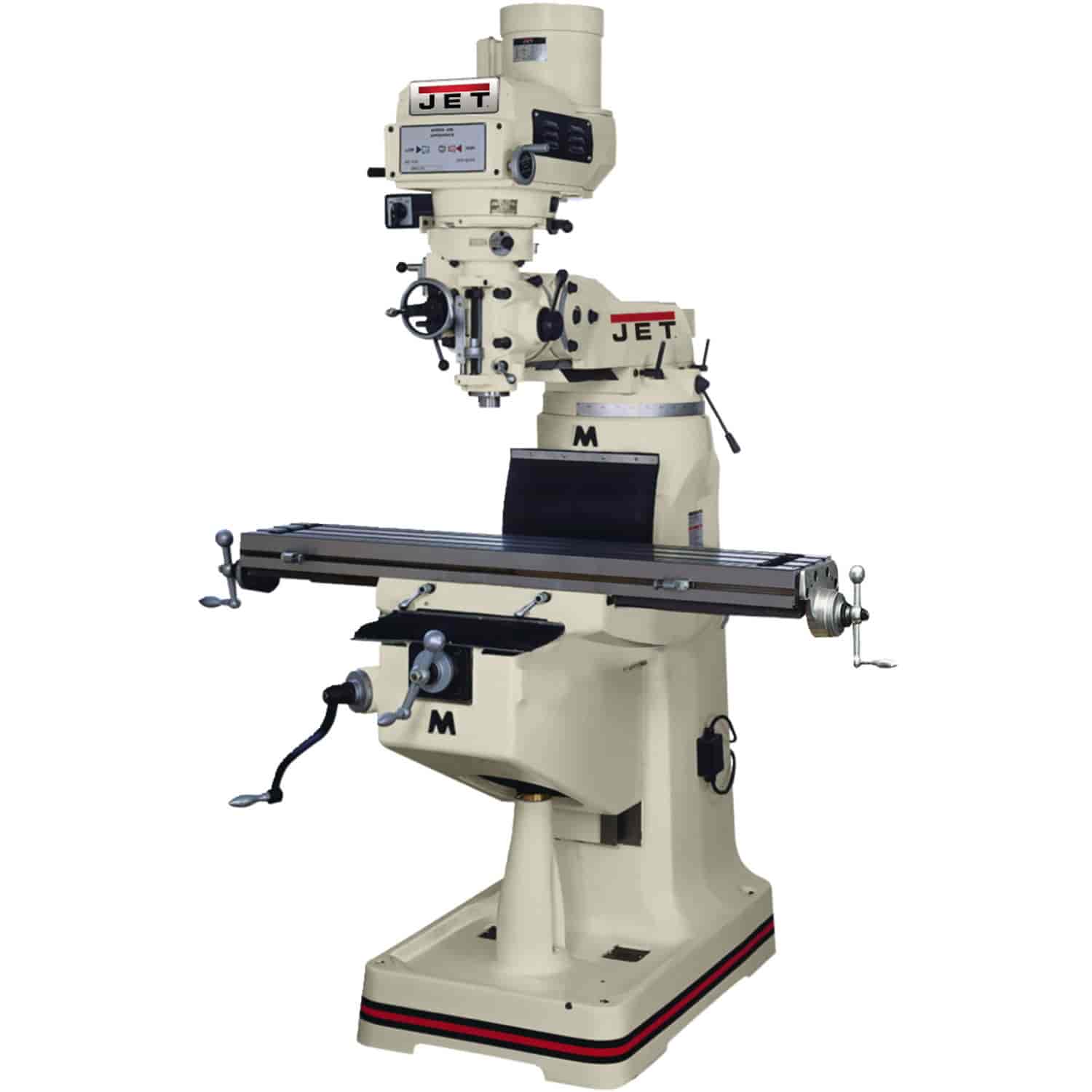 JTM-4VS Mill With 3-Axis ACU-RITE 300S DRO Knee With X Y and Z-Axis Powerfeeds and Power Draw Bar