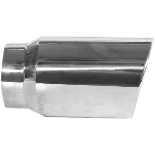 STAINLESS EXHAUST TIP CLAMP ON ANGLE CUT 15 deg ANGLE CUT