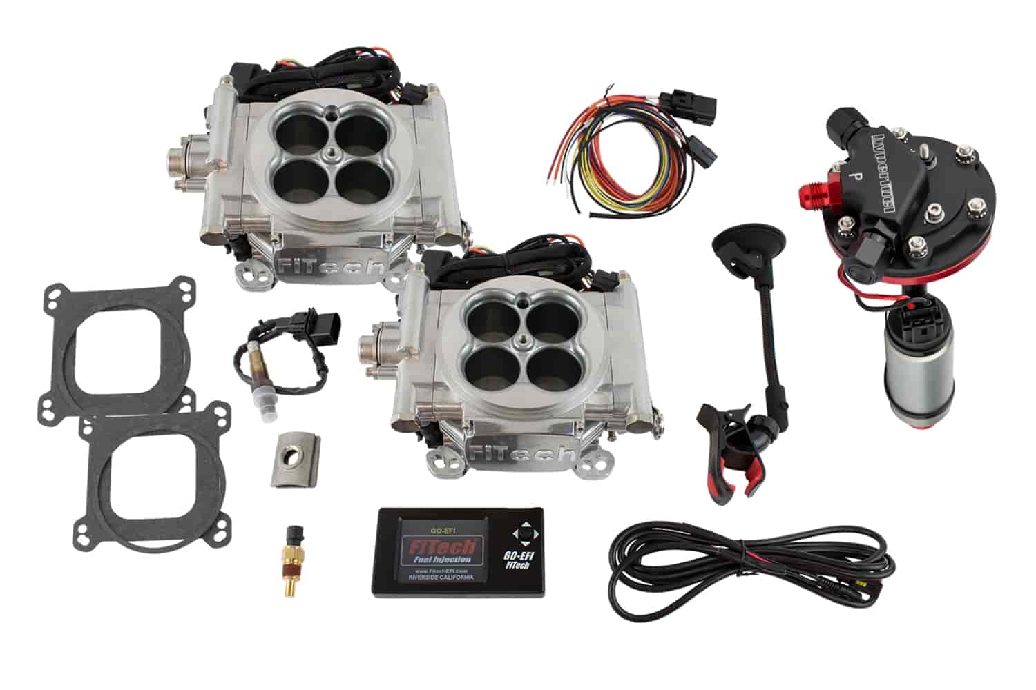 Go EFI 2x4 625 HP Dual Quad Throttle Body System Master Kit Includes: Hy-Fuel Tight-Fit In-Tank Retrofit Kit