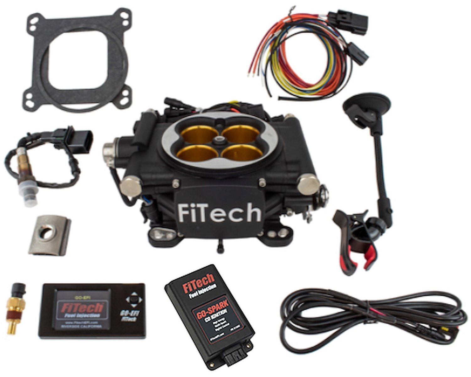 Go EFI-8 Power Adder Plus 1200 HP Throttle Body Fuel Injection Master Kit [with CDI Box] Matte Black