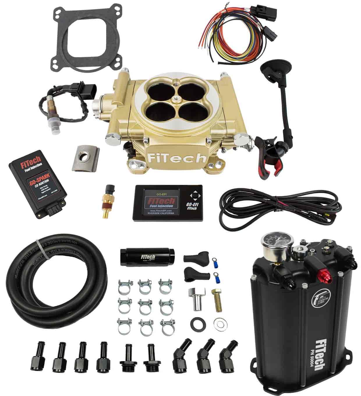 Easy Street EFI 600 HP Throttle Body Fuel Injection Master Kit [with Force Fuel System & CDI Box] Classic Gold