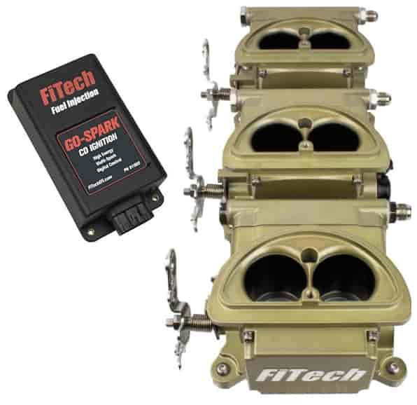 Go EFI 3x2 Tri-Power 600 HP Throttle Body Fuel Injection Master Kit [with CDI Box] Classic Gold
