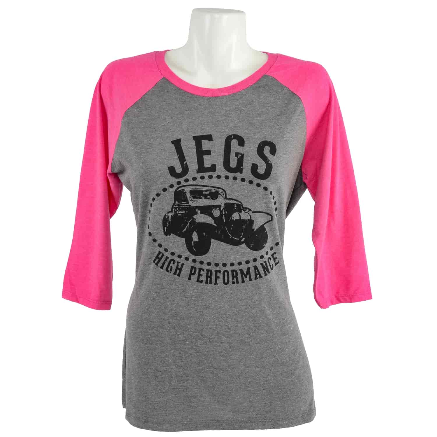 JEGS Ladies Fuchsia Vintage 3/4 Sleeve T-Shirt