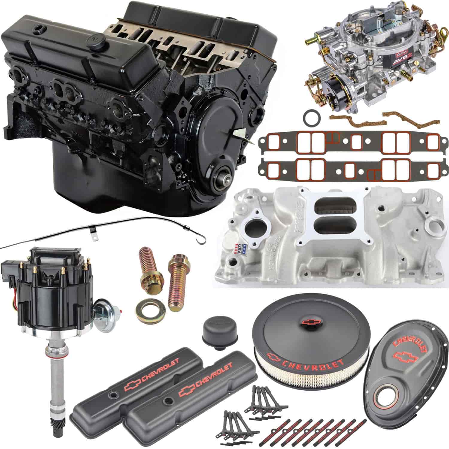 Jegs 31 Small Block Chevy 3 Ci Crate Engine Kit Black Valve Cover Dress Up Jegs