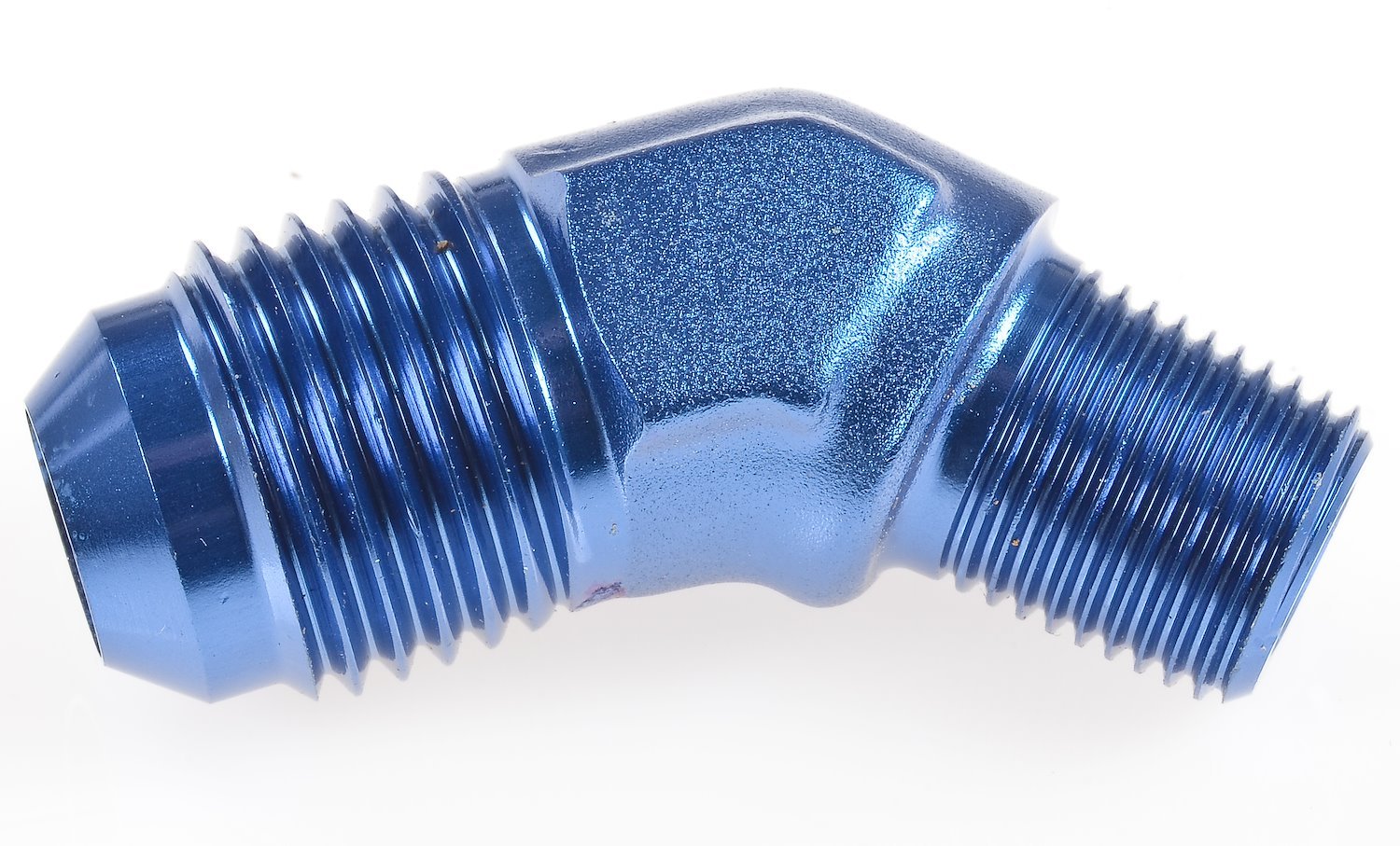 Blue 45 degree Flare Fitting [1/8 in. NPT to -6 AN Flare]
