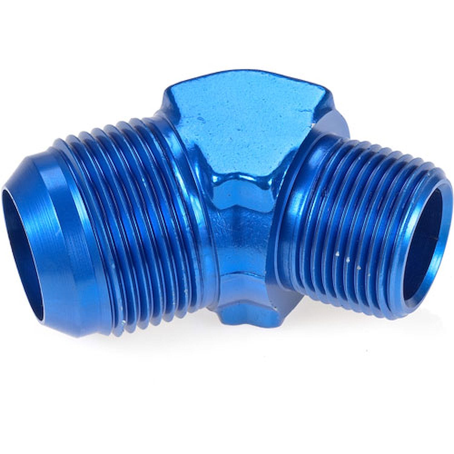 Blue 45 degree Flare Fitting [3/4 in. NPT to -16 AN Flare]