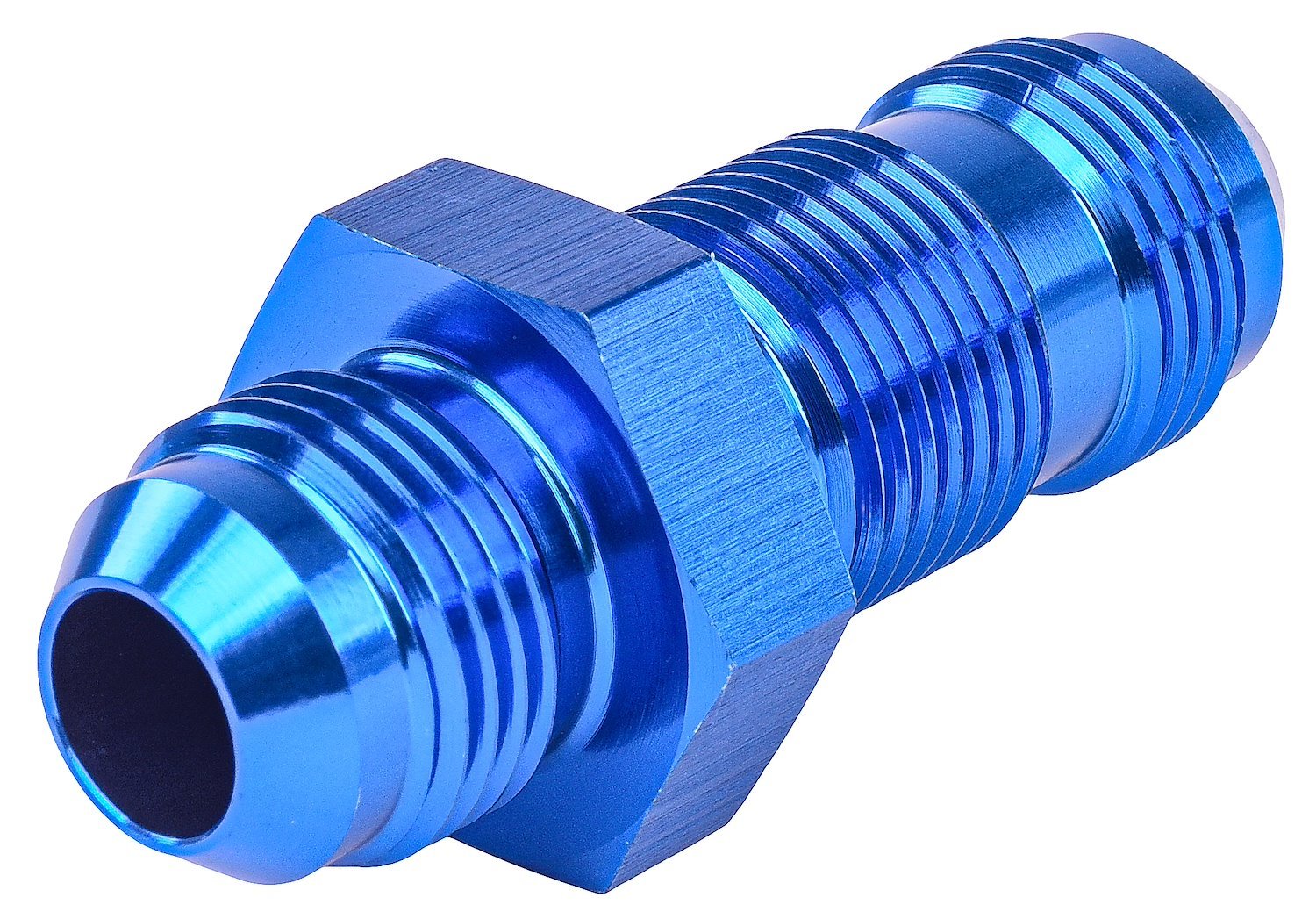AN to AN Straight Bulkhead Adapter Fitting [-8 AN Male to -8 AN Male, Blue]