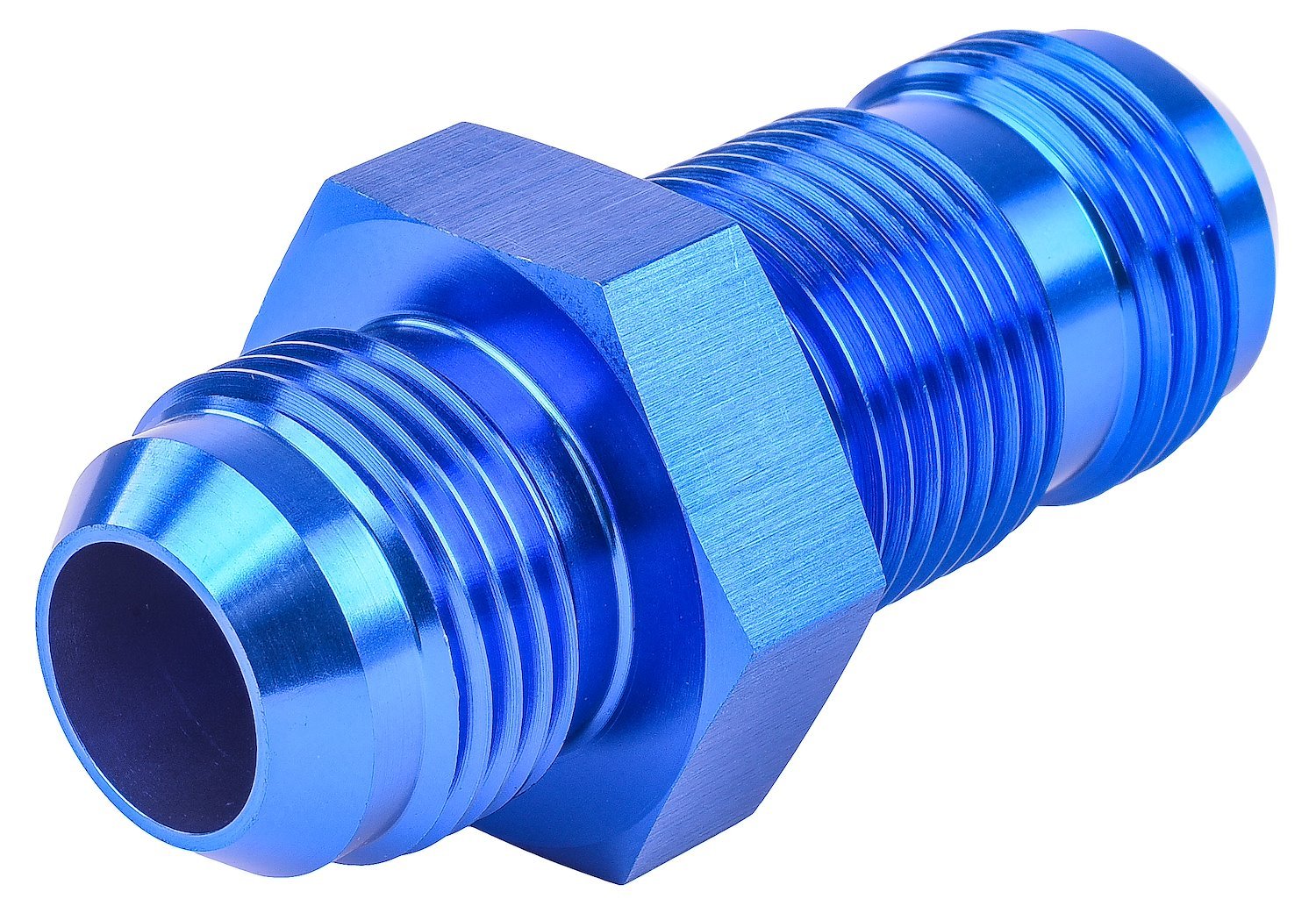 AN to AN Straight Bulkhead Adapter Fitting [-12 AN Male to -12 AN Male, Blue]
