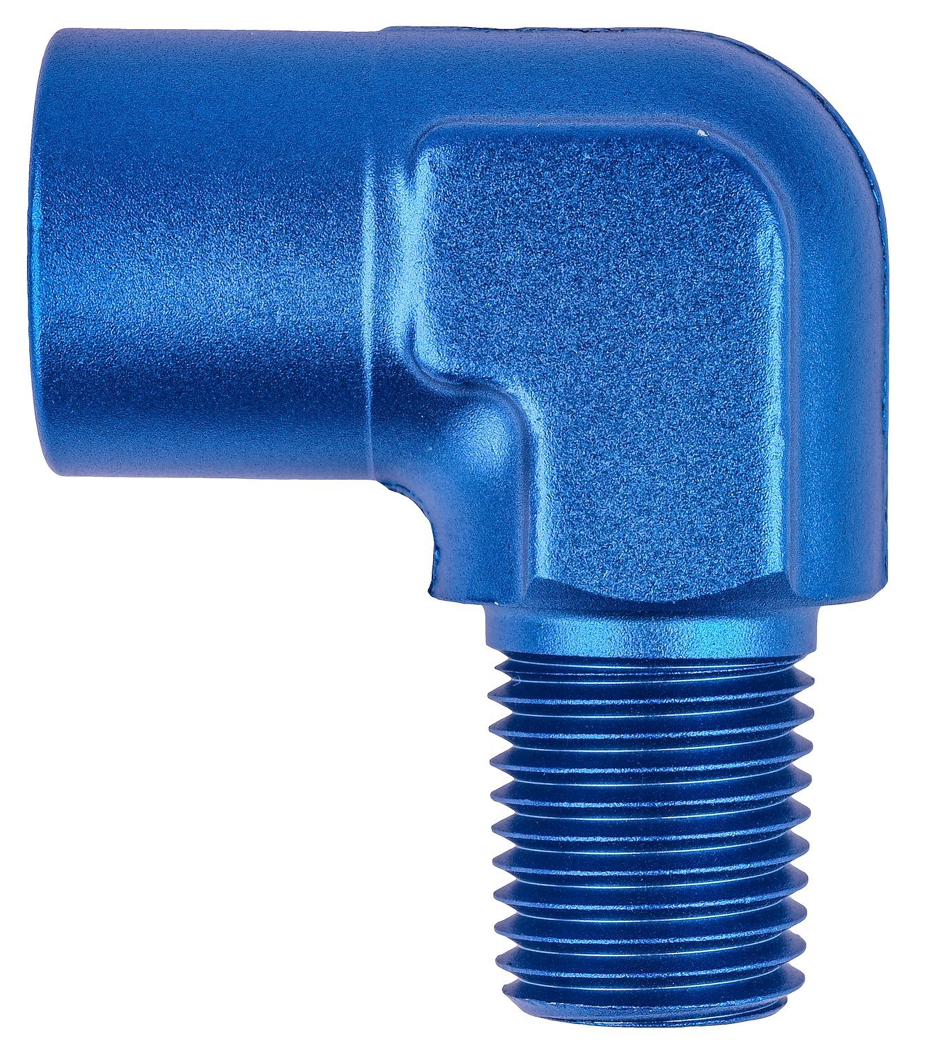 NPT to NPT Adapter Fitting, 90 degree [1/4 in. NPT Male to 1/4 in. NPT Female, Blue]