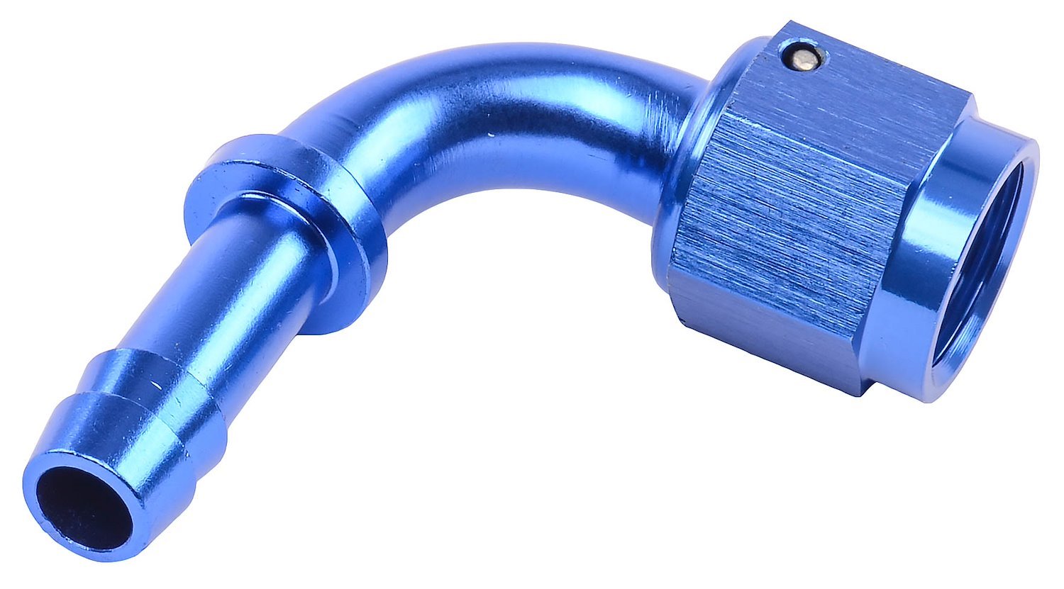 AN to 90-Degree Hose Barb Adapter Fitting [-6 AN Female to 5/16 in. I.D. Hose, Blue]