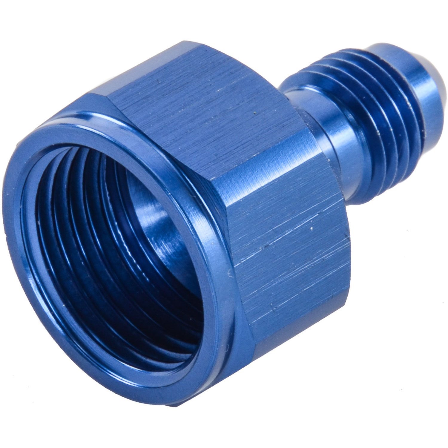 AN Female to Male Reducer Fitting [-8 AN Female to -4 AN Male, Blue Hard Anodized]