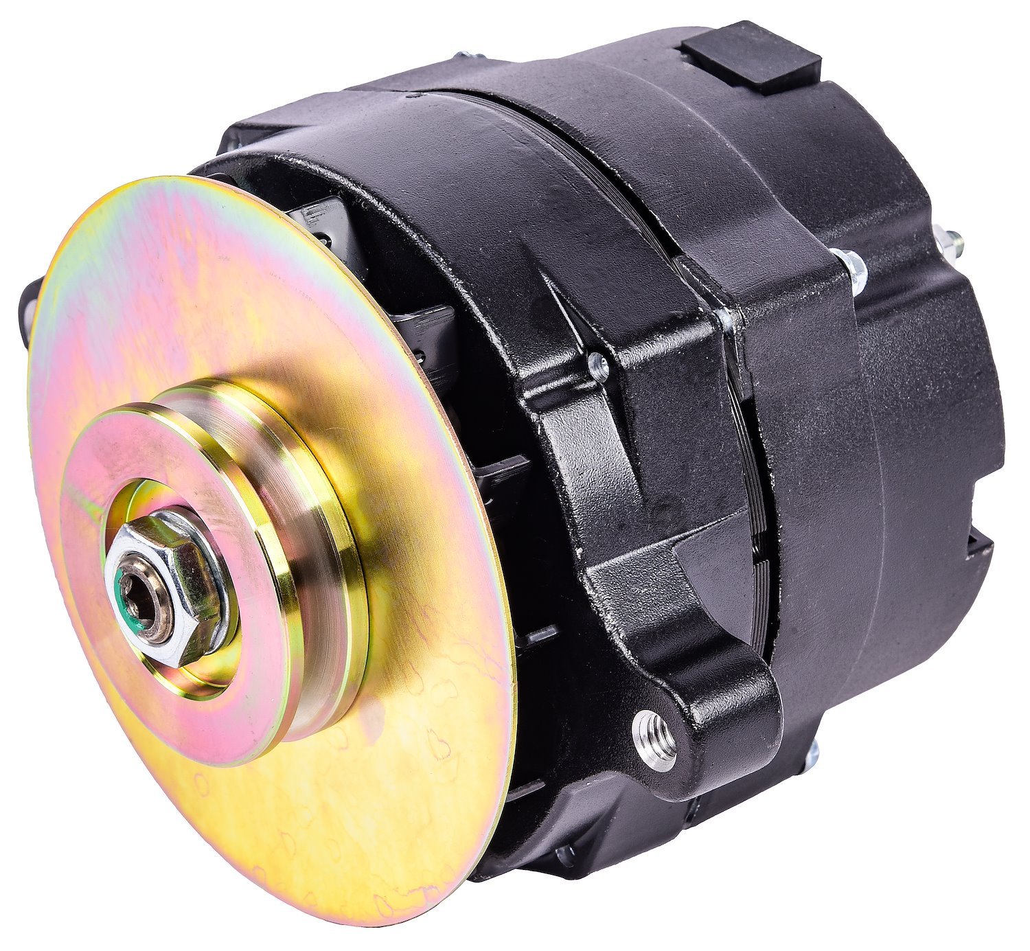 Ford 1-Wire Alternator, 100 amp Output with V-Belt Pulley [Black Finish]