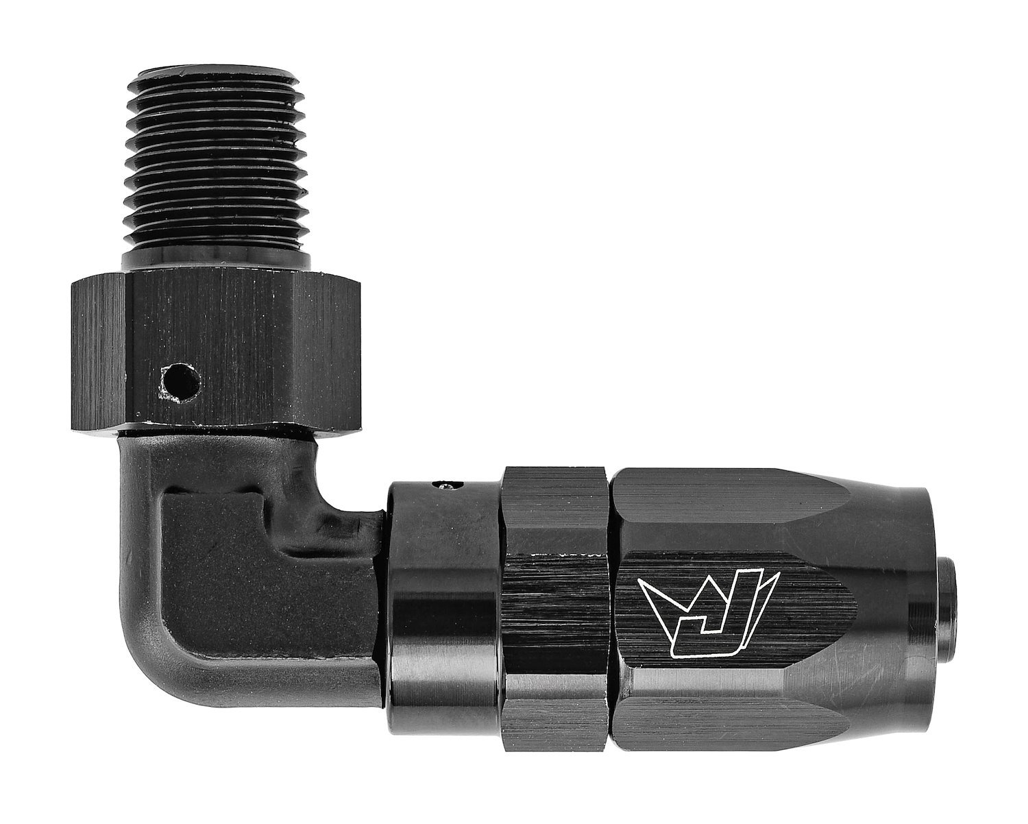 AN to NPT 90-Degree Max Flow Hose End Fitting [1/8 in. NPT Male to -6 AN Hose, Black]