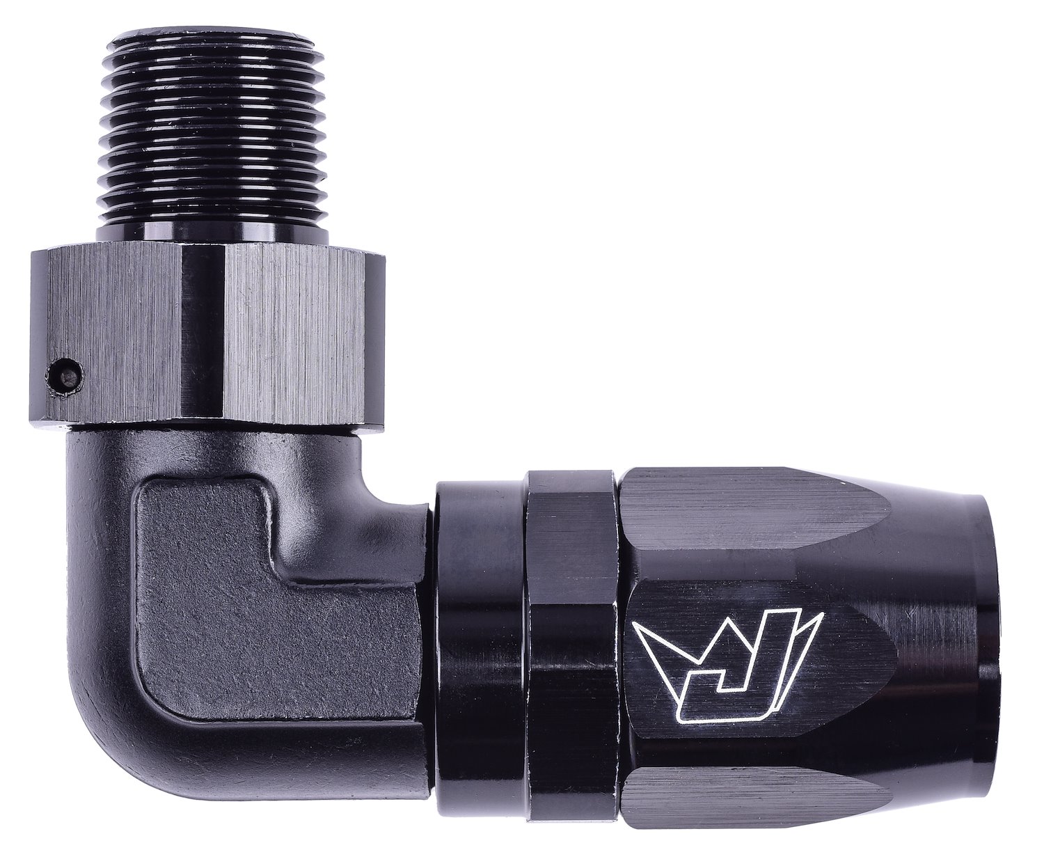 AN to NPT 90-Degree Max Flow Hose End Fitting [1/2 in. NPT Male to -12 AN Hose, Black]
