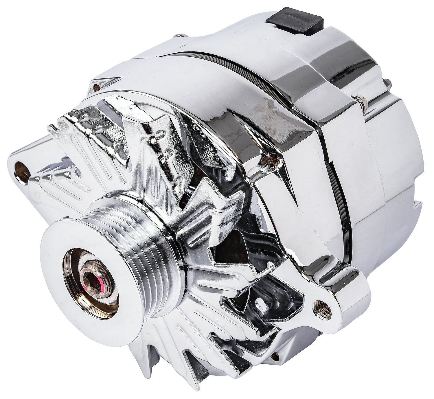Ford 1-Wire Alternator, 100 amp Output with Serpentine Belt Pulley [Chrome Plated Finish]