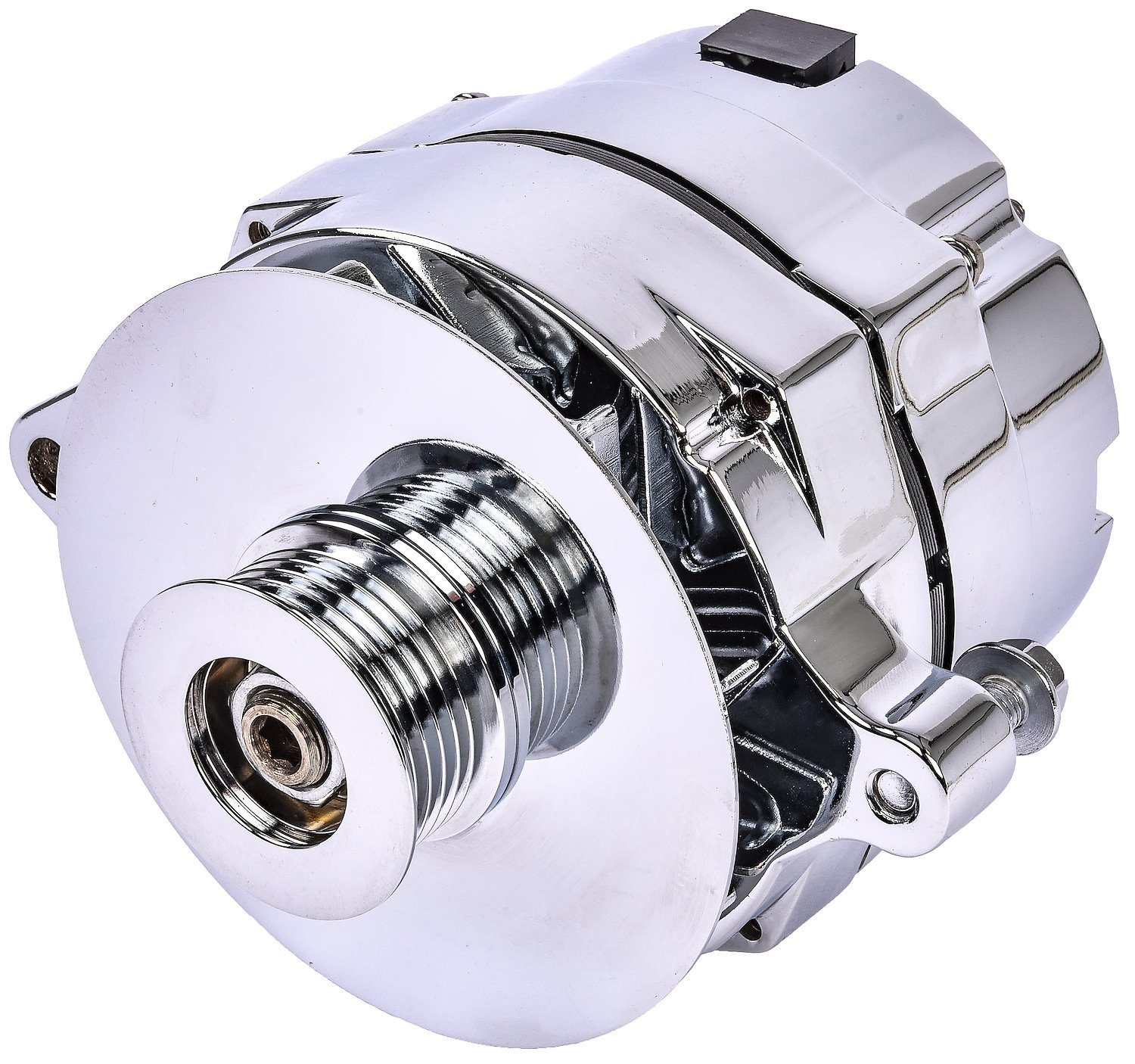 Ford 1-Wire Alternator, 140 amp Output with Serpentine Belt Pulley [Chrome Plated Finish]