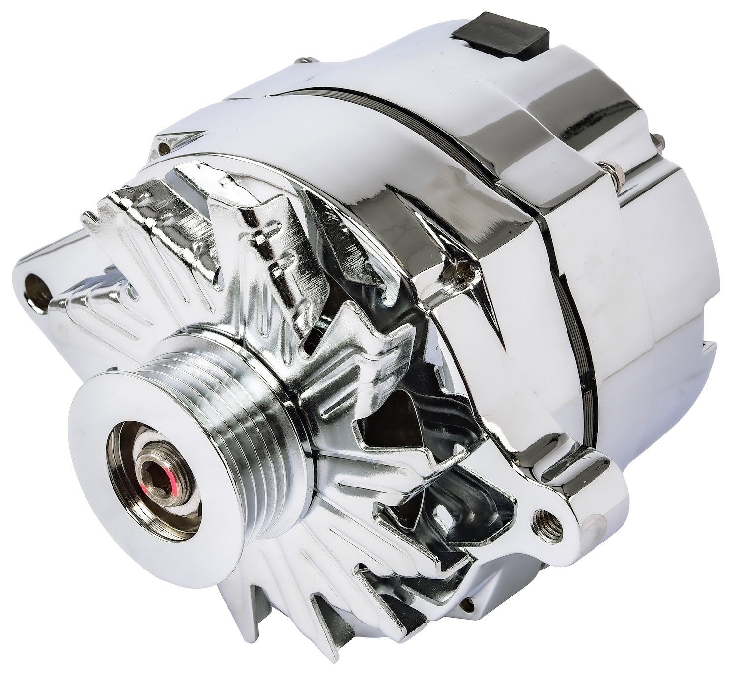 Ford 1-Wire Alternator, 140 amp Output with Serpentine Belt Pulley [Chrome Plated Finish]