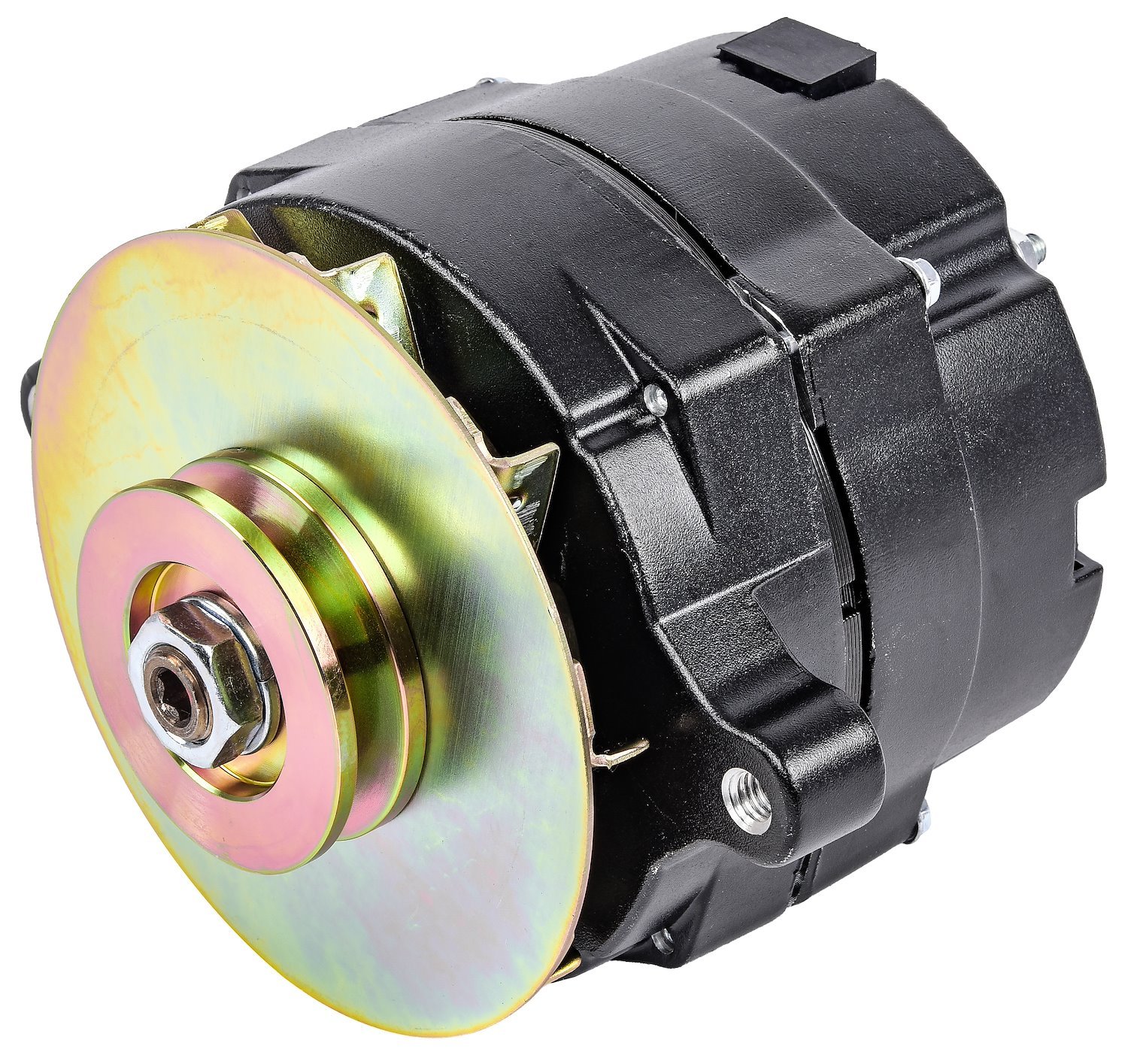 Ford 1-Wire Alternator, 140 amp Output with Single Groove V-Belt Pulley [Black Finish]