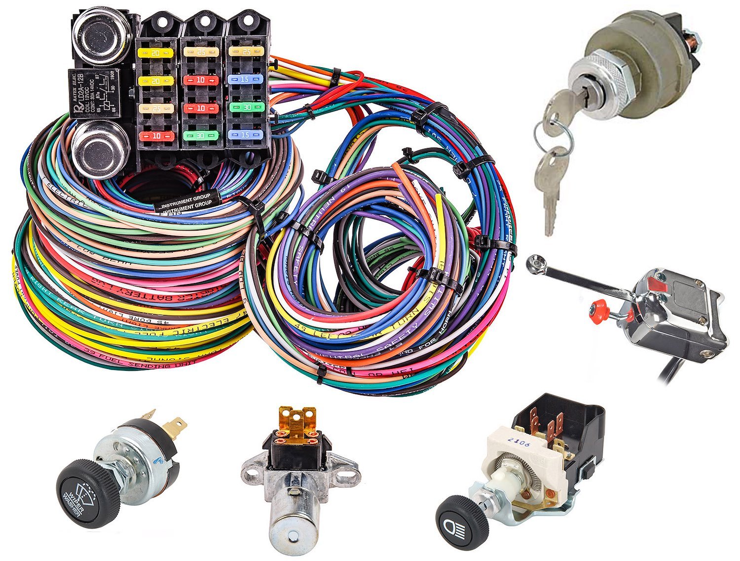 14 Circuit Universal Wire Harness Kit with Switches
