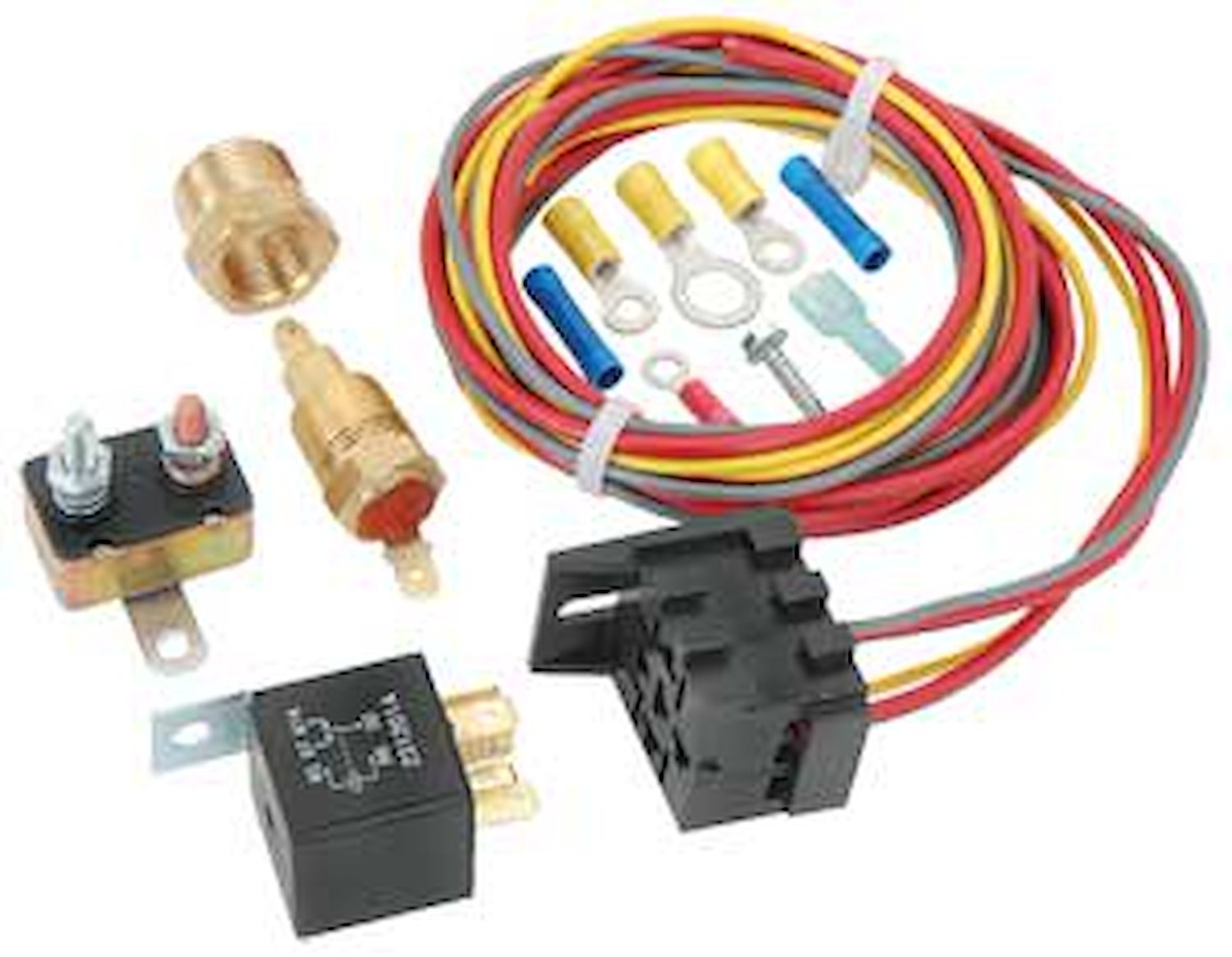 Single Electric Fan Wiring Harness & Relay Kit 30 Amp [200 degrees on 185 degrees off]