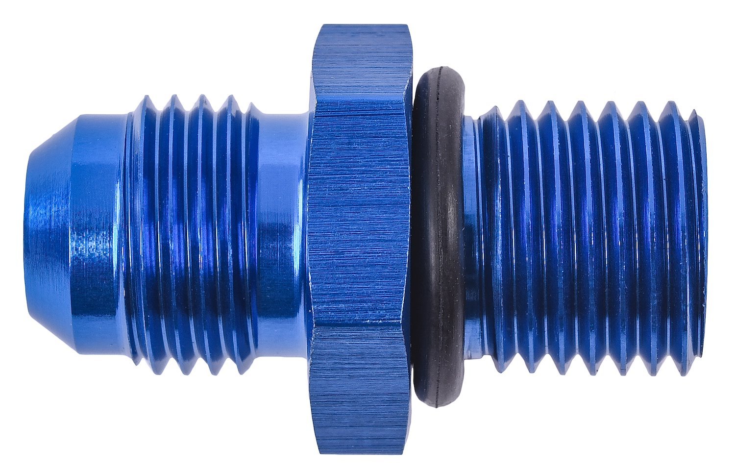 AN Port Adapter Fitting [Metric O-Ring Port (14mm x 1.5 Thread) To -6 AN Male, Blue]