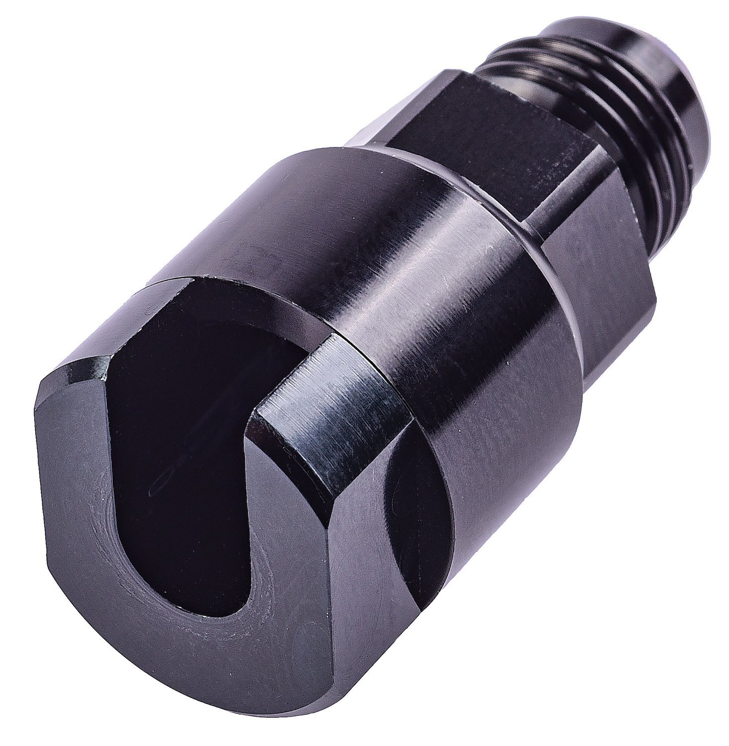 AN to Fuel Injection Threaded Adapter Fitting [-6 AN Male to 3/8 in. Hard Line, Black]