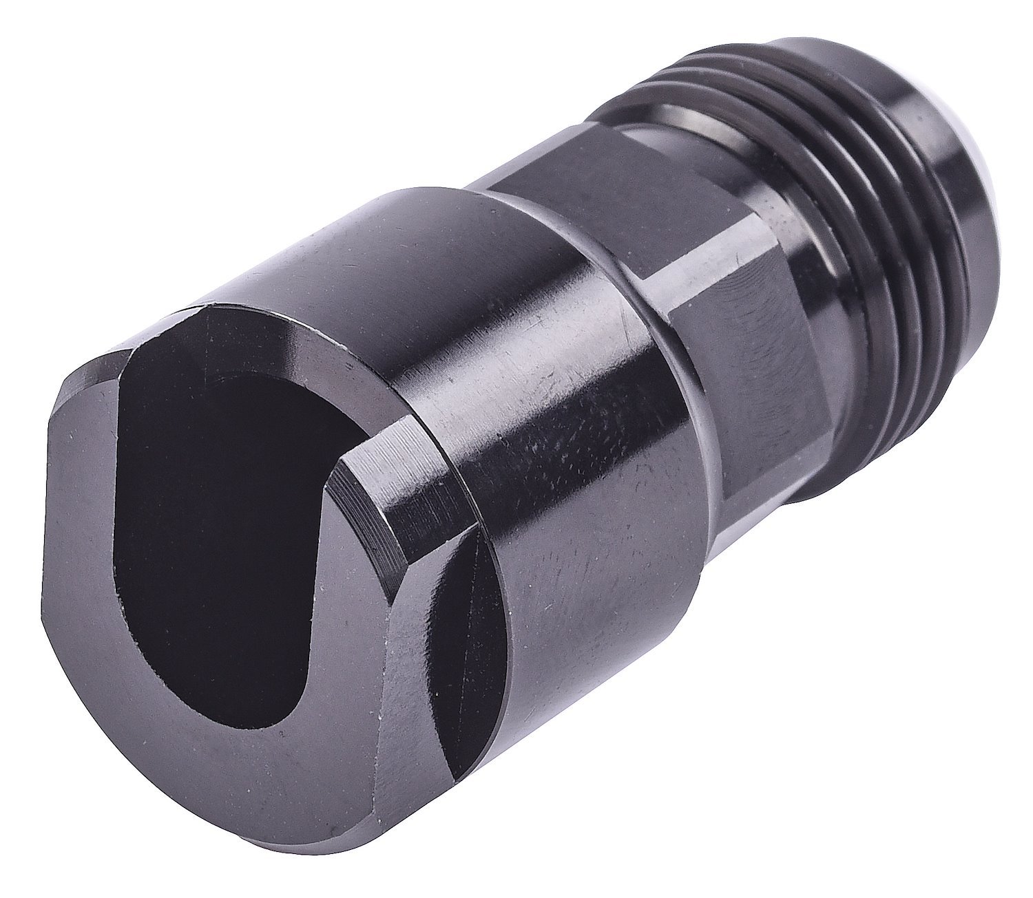 AN to Fuel Injection Threaded Adapter Fitting [-8 AN Male to 3/8 in. Hard Line, Black]
