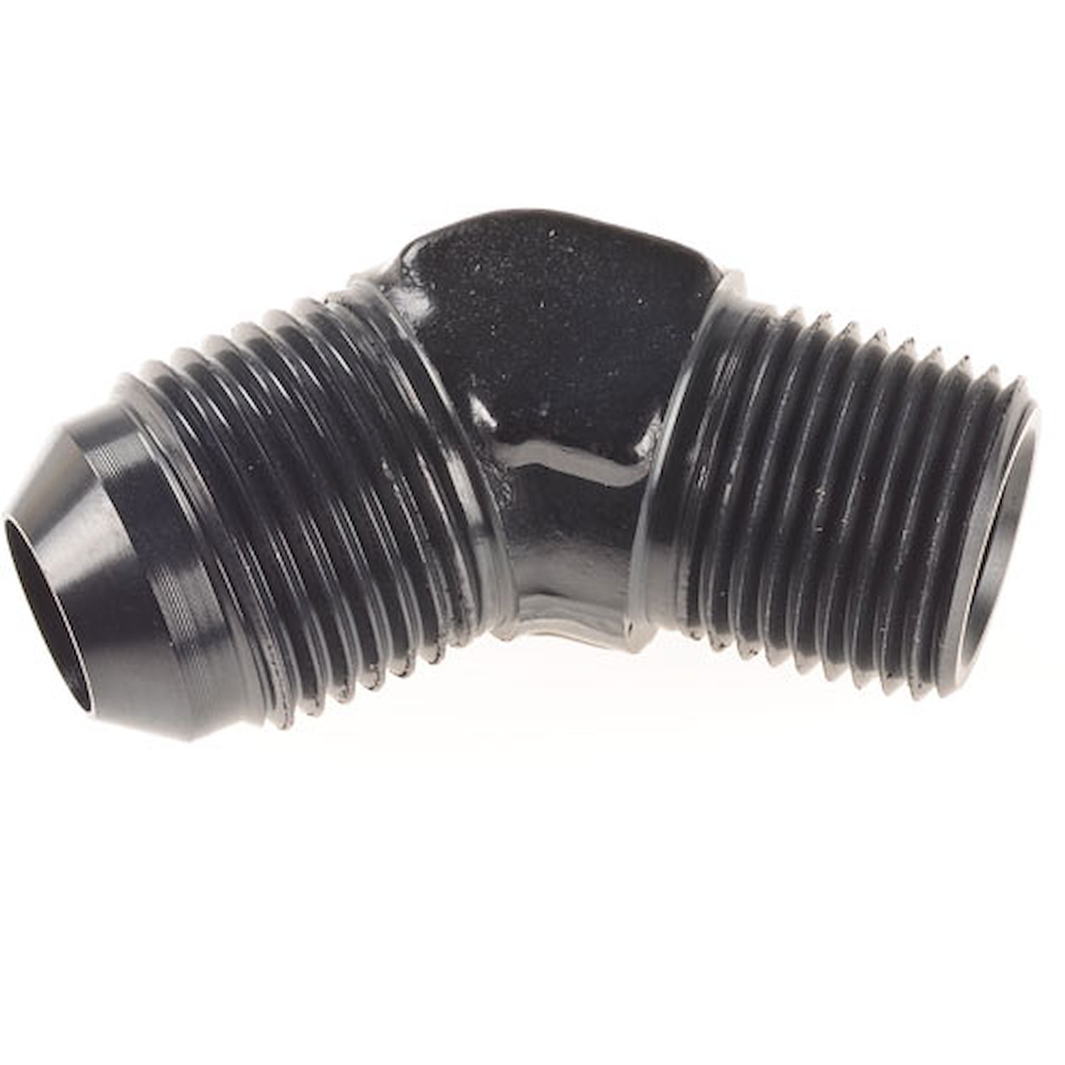 AN to NPT 45-Degree Adapter Fitting [-8 AN Male to 3/8 in. NPT Male, Black]