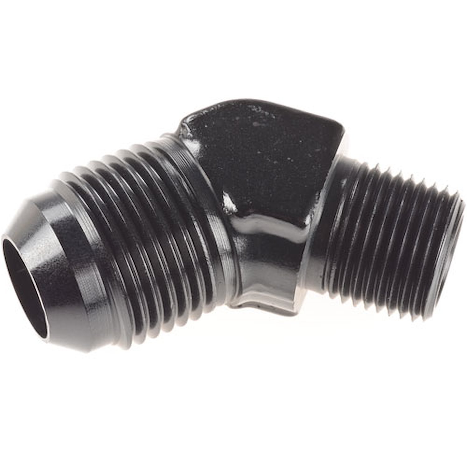 AN to NPT 45-Degree Adapter Fitting [-10 AN Male to 3/8 in. NPT Male, Black]