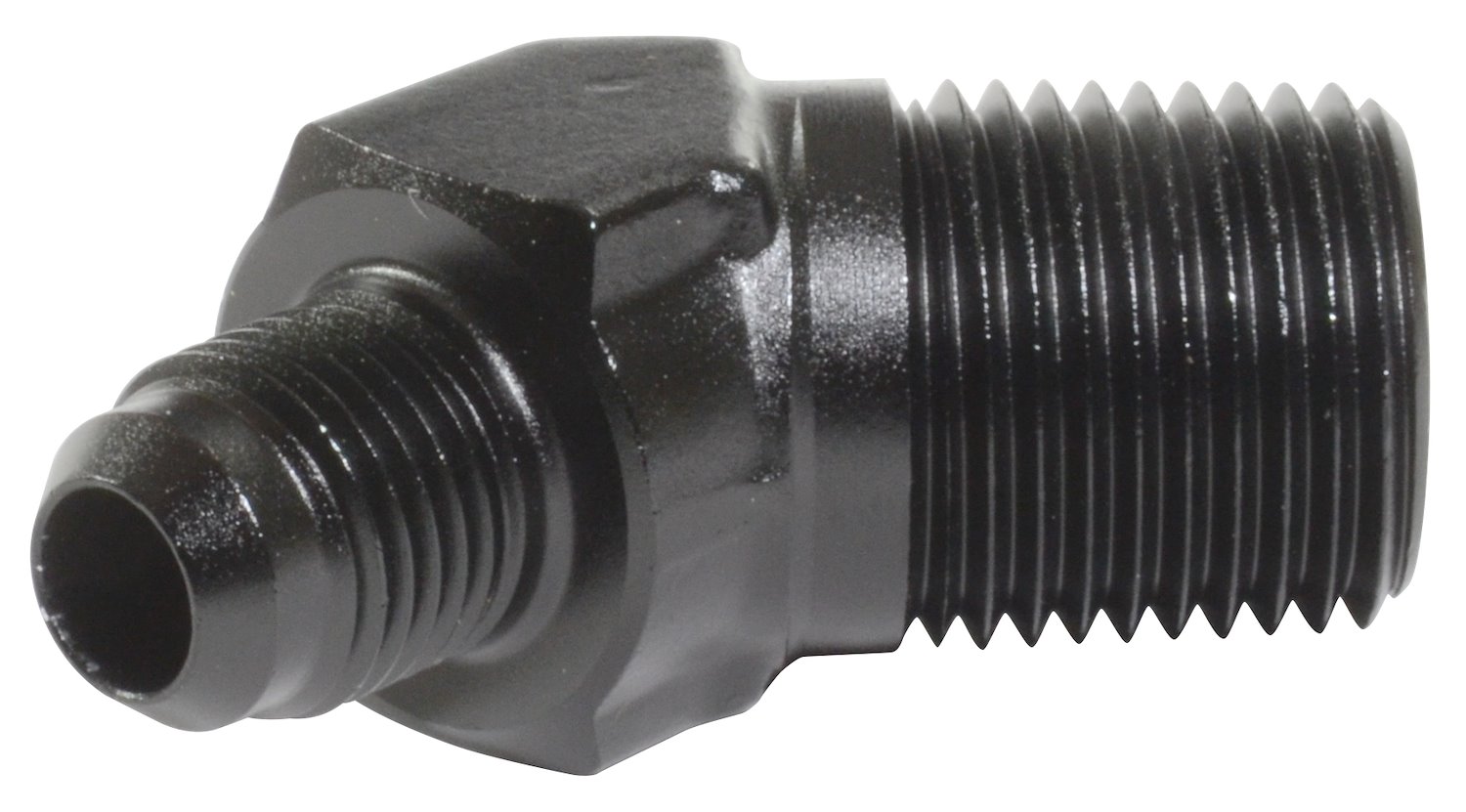 AN to NPT 45-Degree Adapter Fitting [-6 AN Male to 1/2 in. NPT Male, Black]