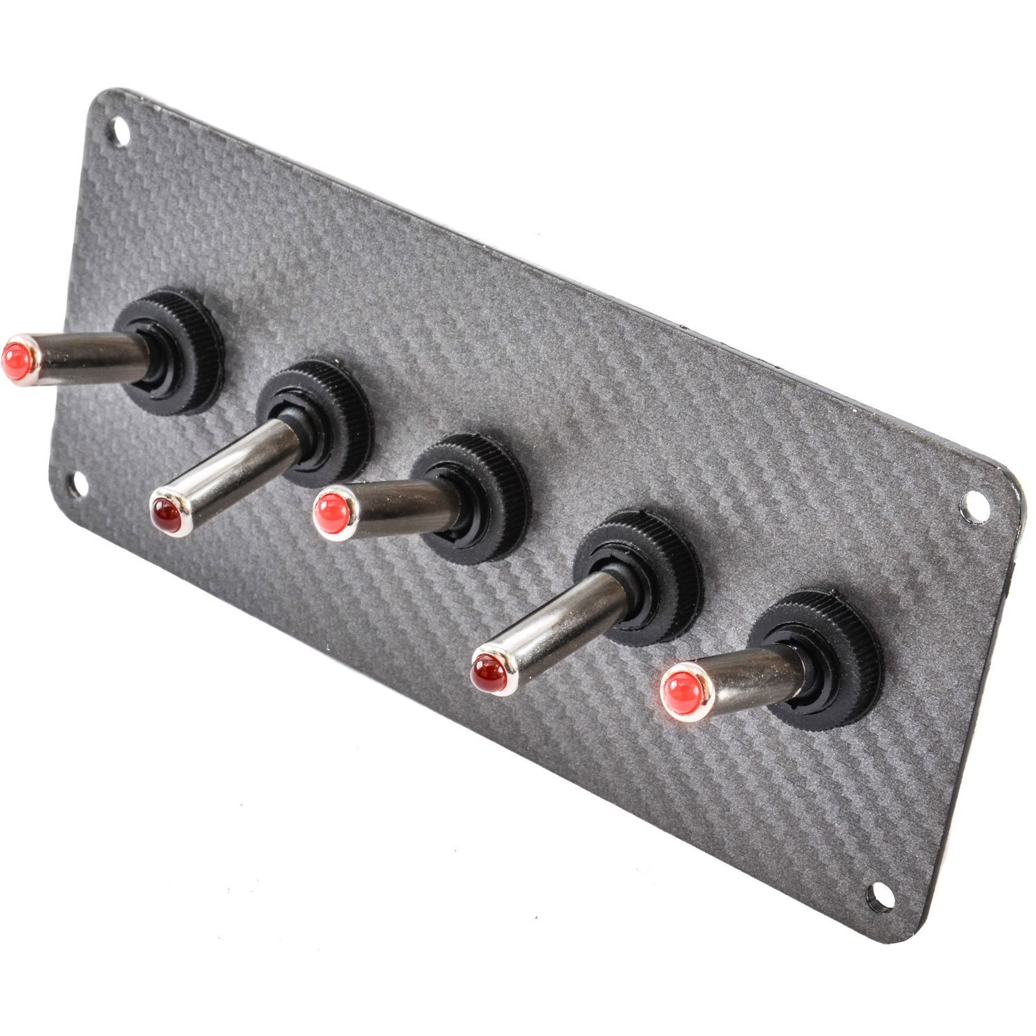 5-Toggle Panel with Switches Gray Carbon Fiber Vinyl