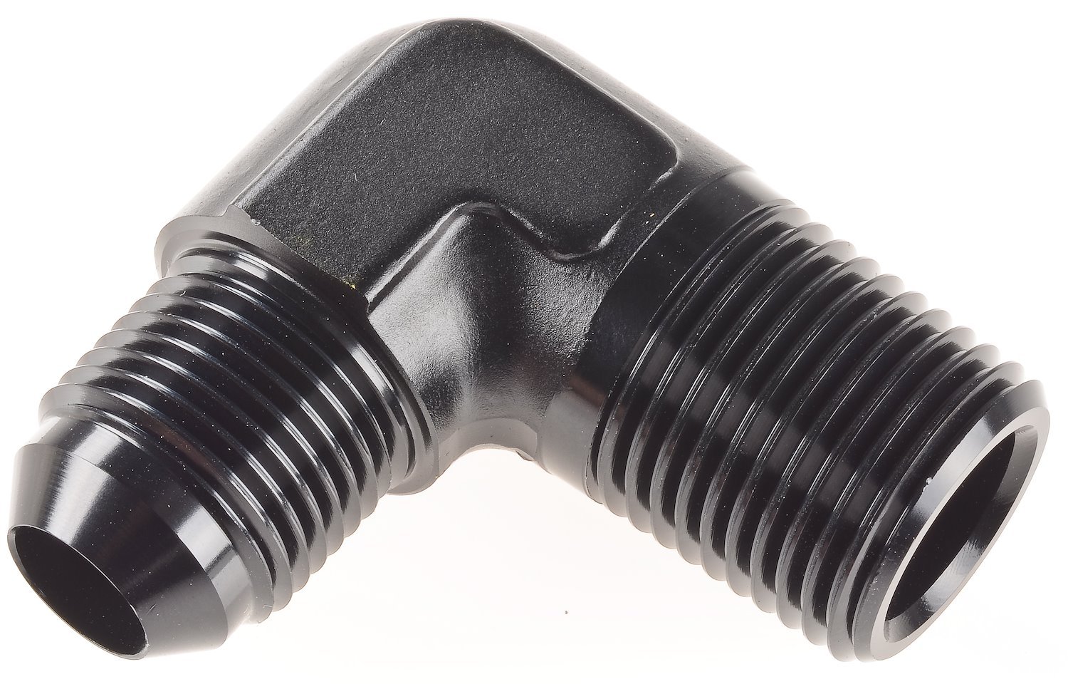 AN to NPT 90-Degree Adapter Fitting [-8 AN Male to 1/2 in. NPT Male, Black]